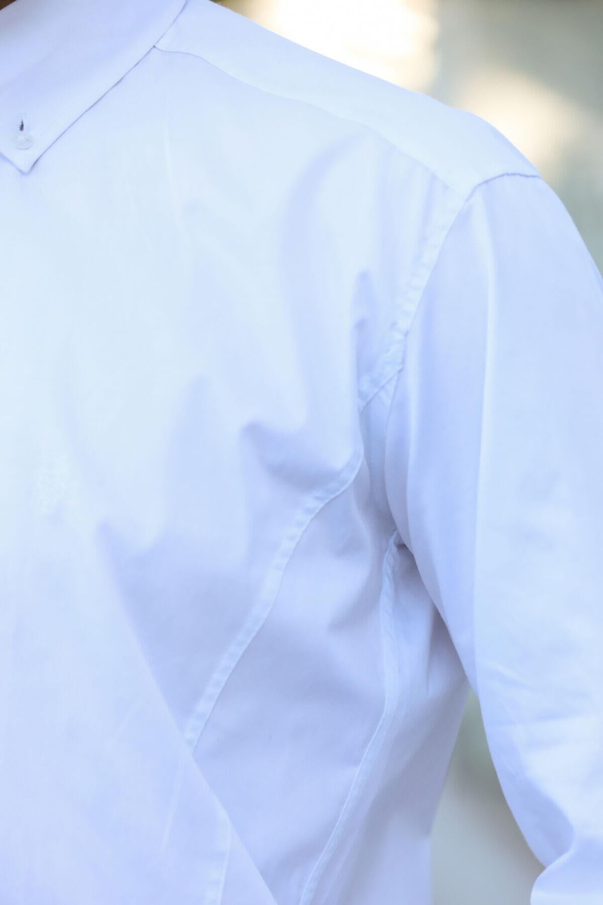 Erkek Saten Gömlek Beyaz