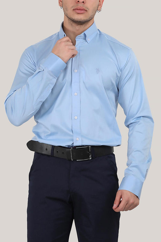 Erkek Saten Gömlek Mavi
