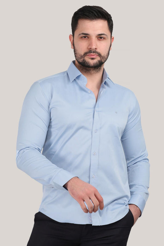 Erkek Saten Gömlek Bebe Mavisi