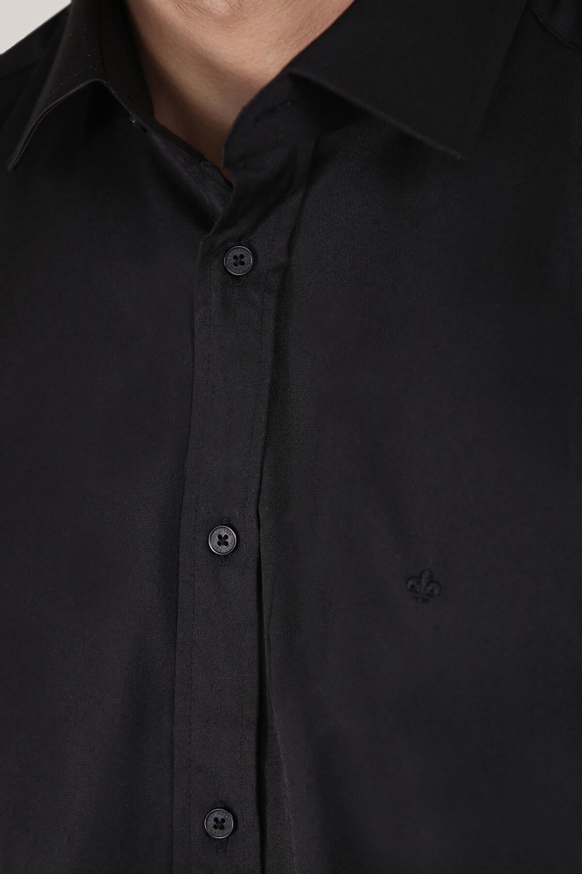 Erkek Saten Gömlek Siyah