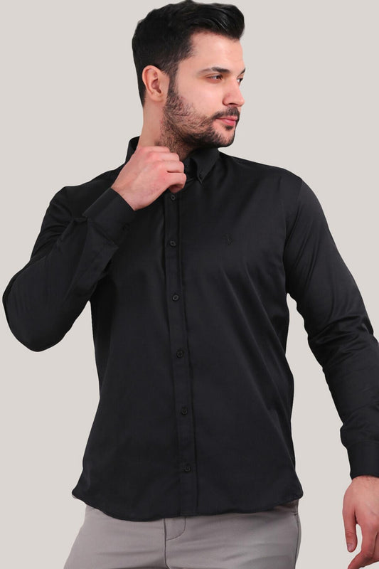 Erkek Saten Gömlek Siyah