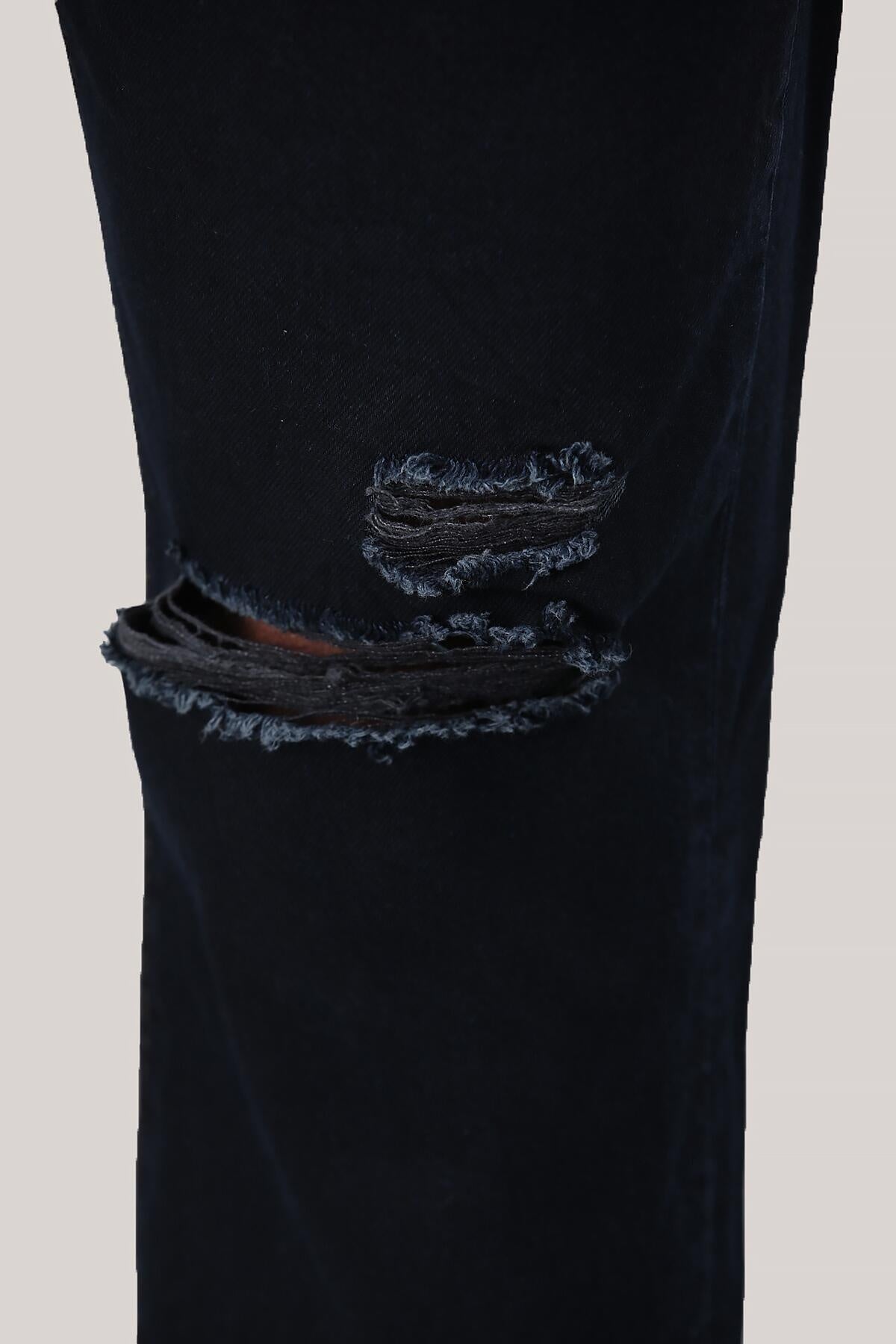 Erkek Yırtık Detaylı Pantolon Lacivert