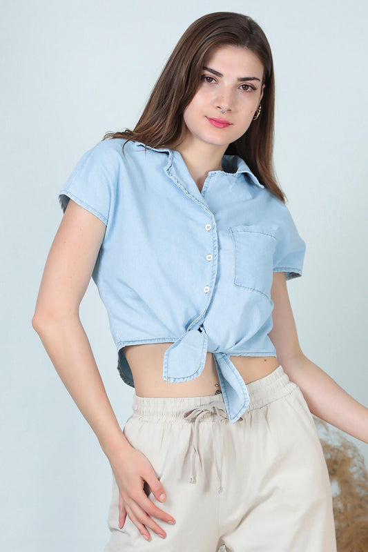 Kadın Bağlamalı Gömlek Kot