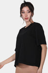 Kadın Bisiklet Yaka T-Shirt Siyah