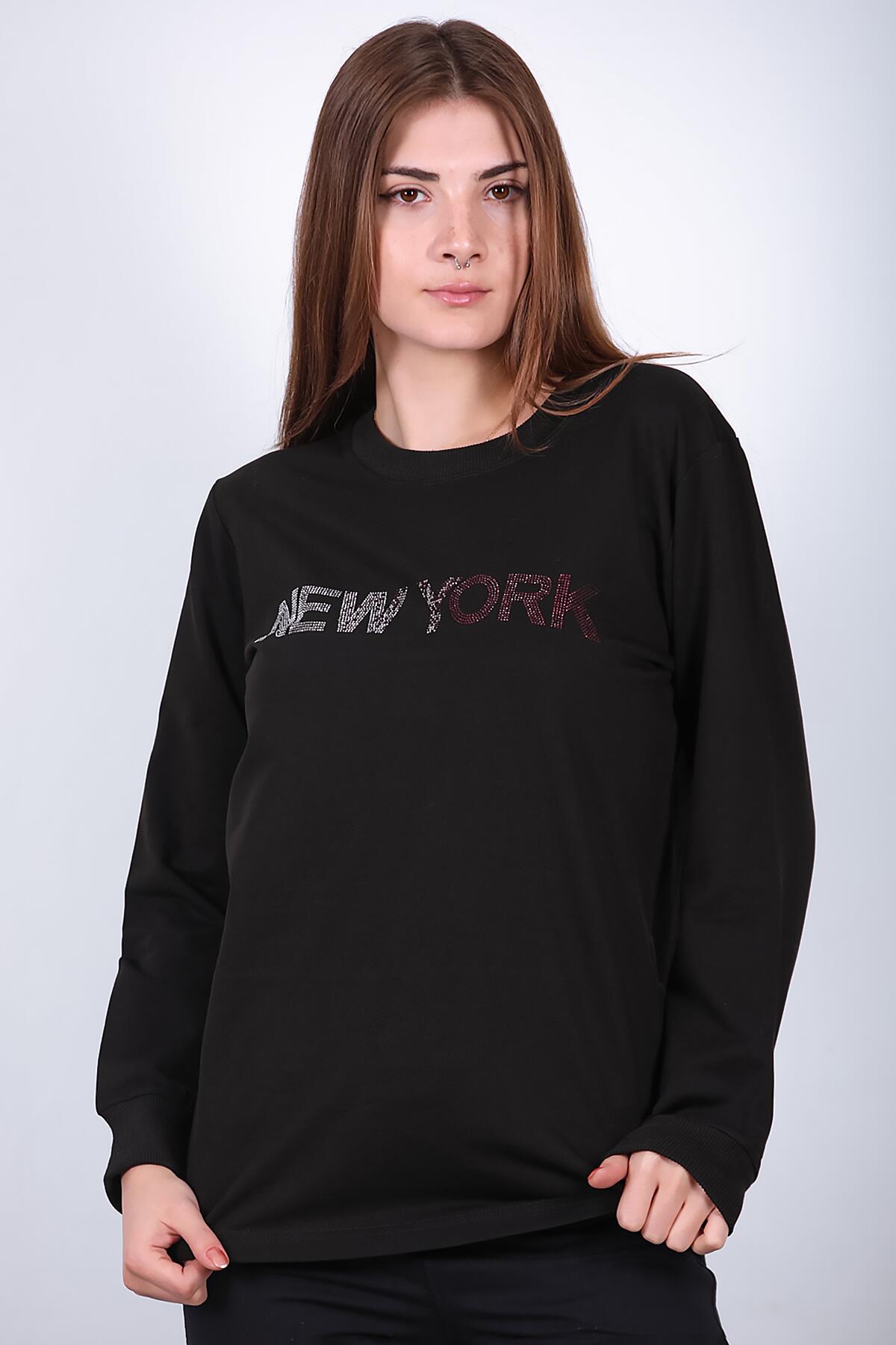 Kadın Bisiklet Yaka Baskılı Sweat