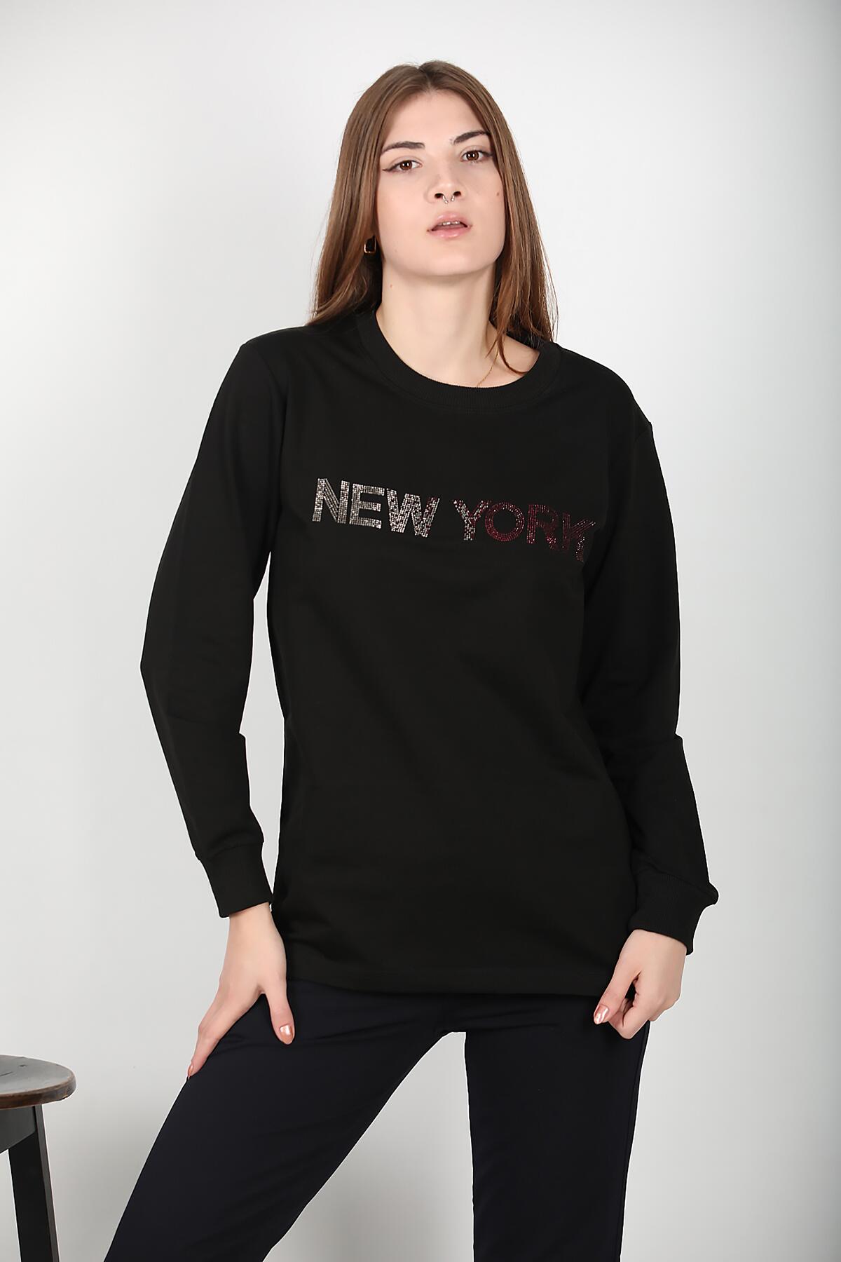 Kadın Bisiklet Yaka Baskılı Sweat