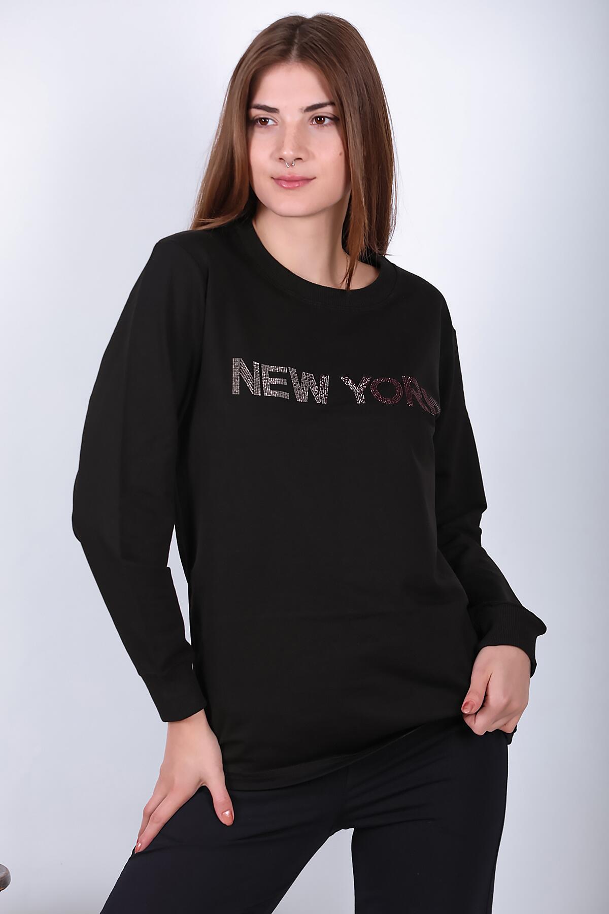 Kadın Bisiklet Yaka Baskılı Sweat