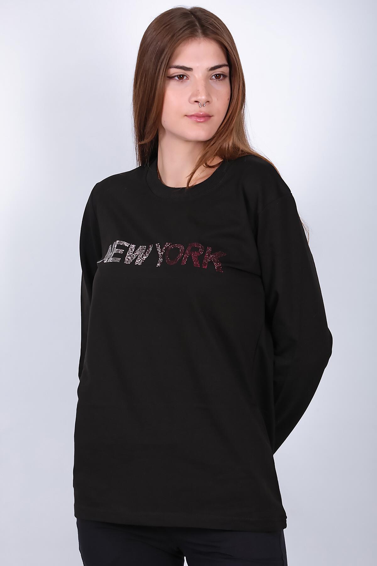 Kadın Bisiklet Yaka Baskılı Sweat