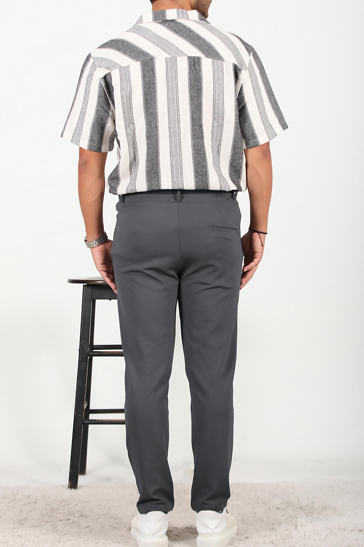 Erkek Düğmeli Jogger Pantolon Füme