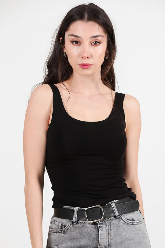 Kadın Kalın Askılı Bady Siyah