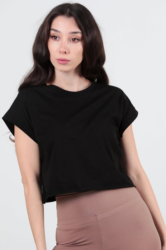 Kadın Duble Kol Tişört Siyah