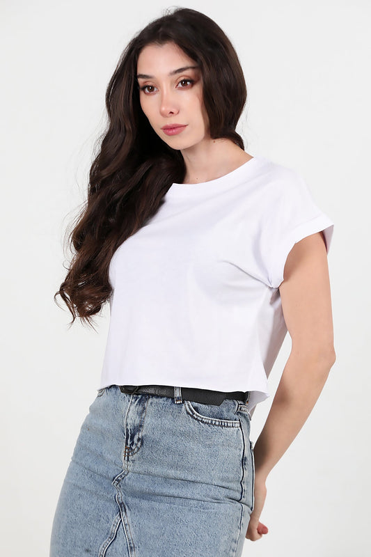 Kadın Duble Kol Tişört Beyaz