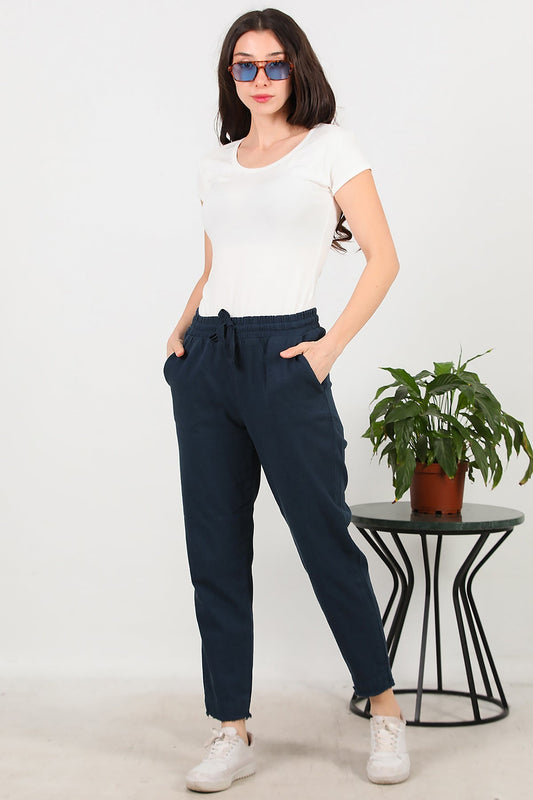 Kadın Paça Püsküllü Pantolon Lacivert