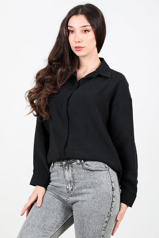Kadın Uzun Kol Gömlek Siyah