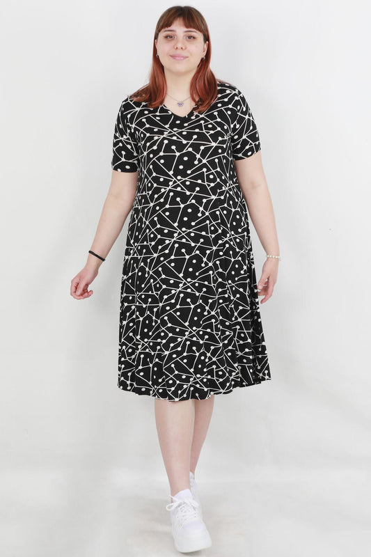 Büyük Beden Desenli Elbise Çok Renkli