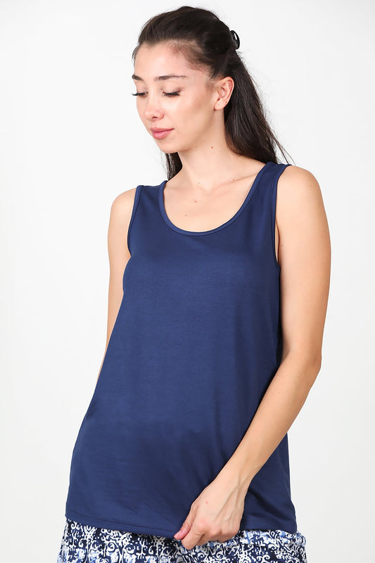 Kadın Kalın Askılı Tshırt Lacivert