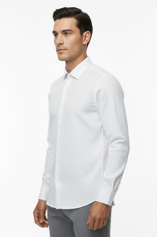 Erkek Petekli Gömlek Beyaz
