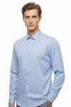 Erkek Slim Fit Çizgili Gömlek Mavi