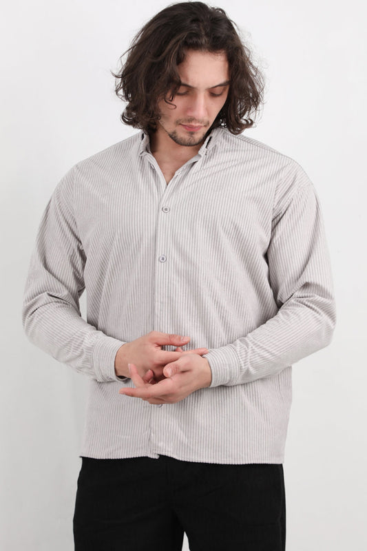 Erkek Kadife Gömlek Gri