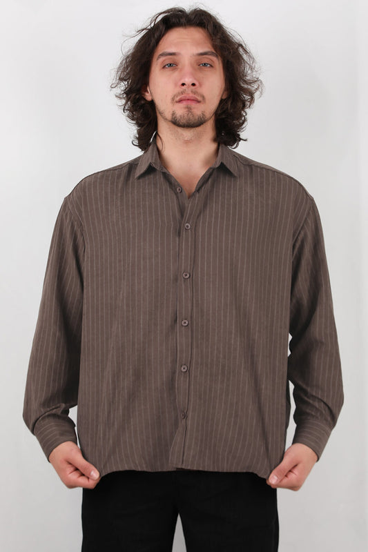 Erkek Uzun Kol Gömlek Kahverengi