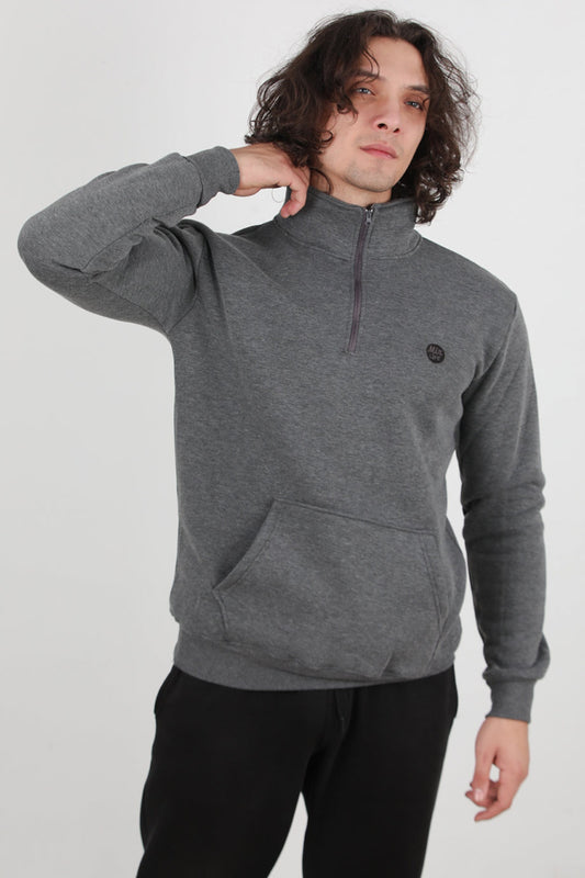 Erkek Yarım Fermuar Sweat Antrasit