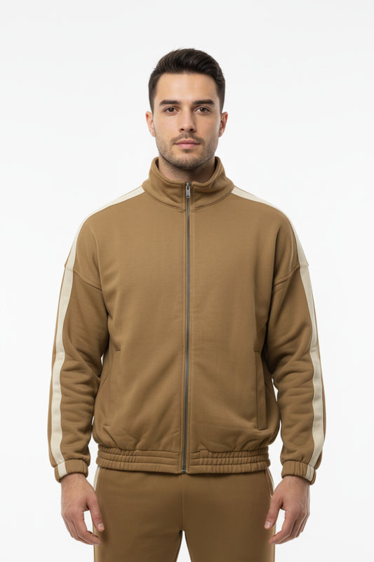 Erkek Kolları Şeritli Ceket Hardal