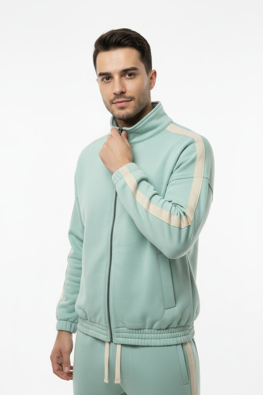 Erkek Kolları Şeritli Ceket Mint