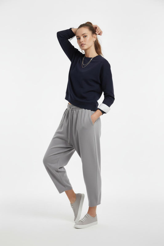 Kadın Paça Detay Şalvar Gri