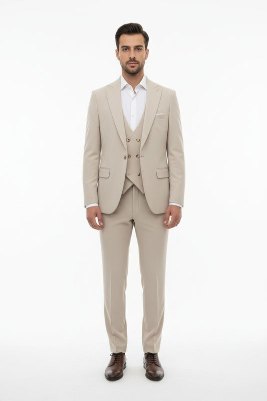 Erkek Petek 3Lü Takım Bej
