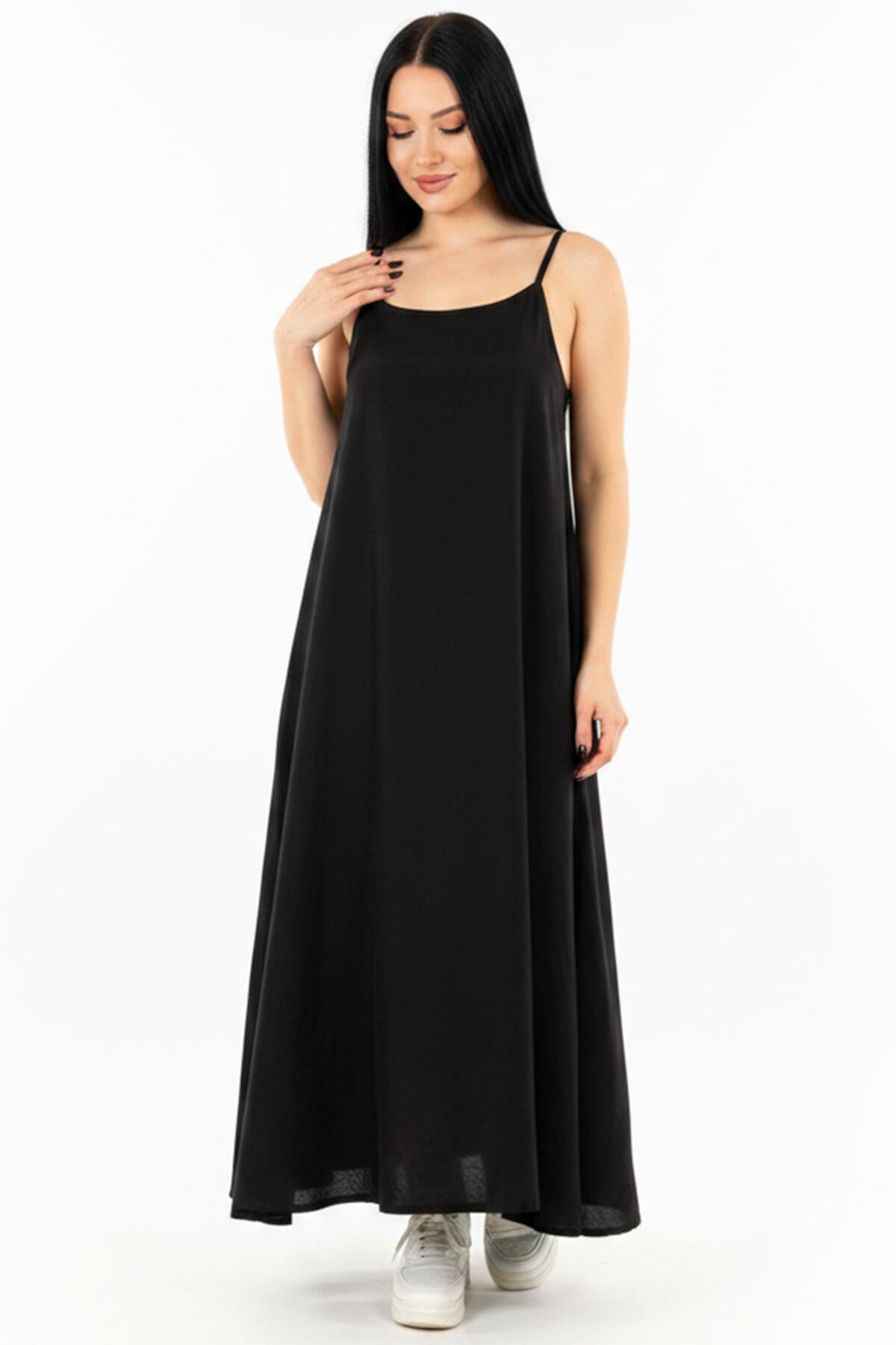 Kadın İp Askılı Elbise Siyah