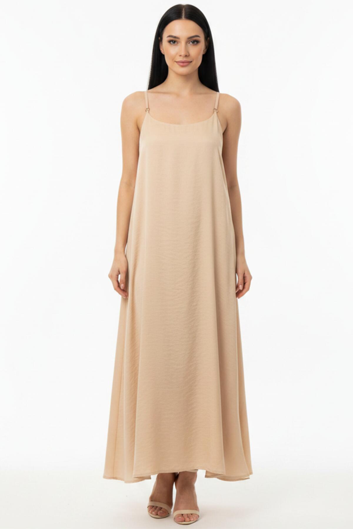 Kadın İp Askılı Elbise Taş