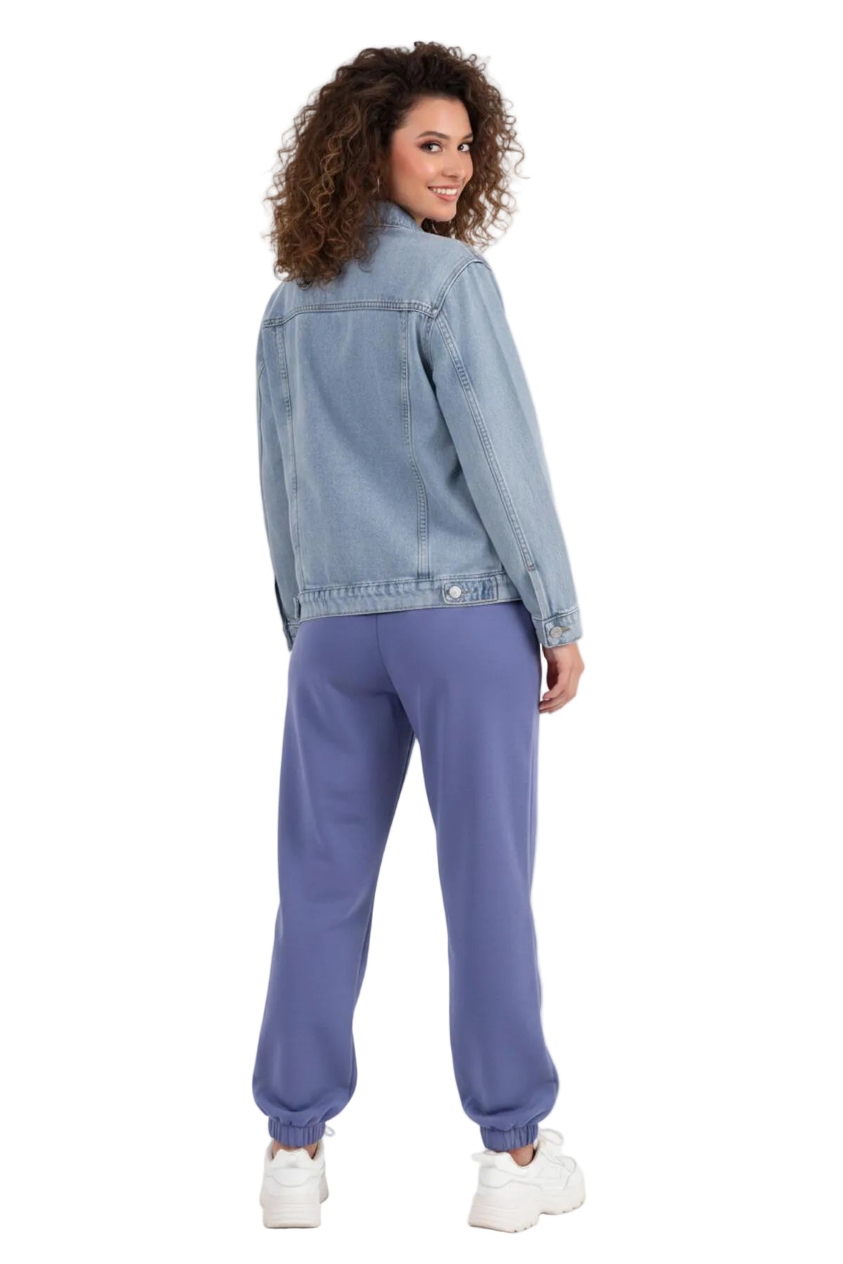 Kadın Oversize Kot Ceket Açık Gri