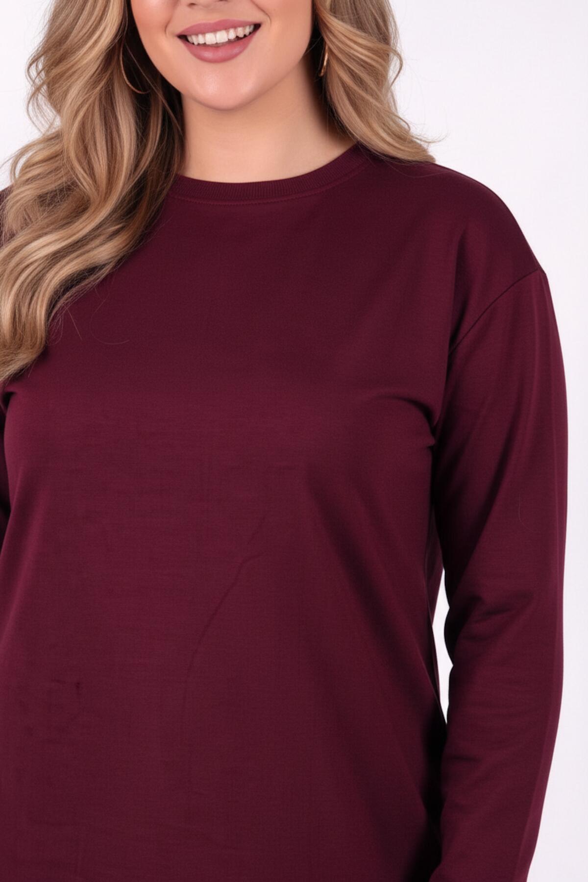 Büyük Beden Yırtmaçlı Tunik Bluz Bordo