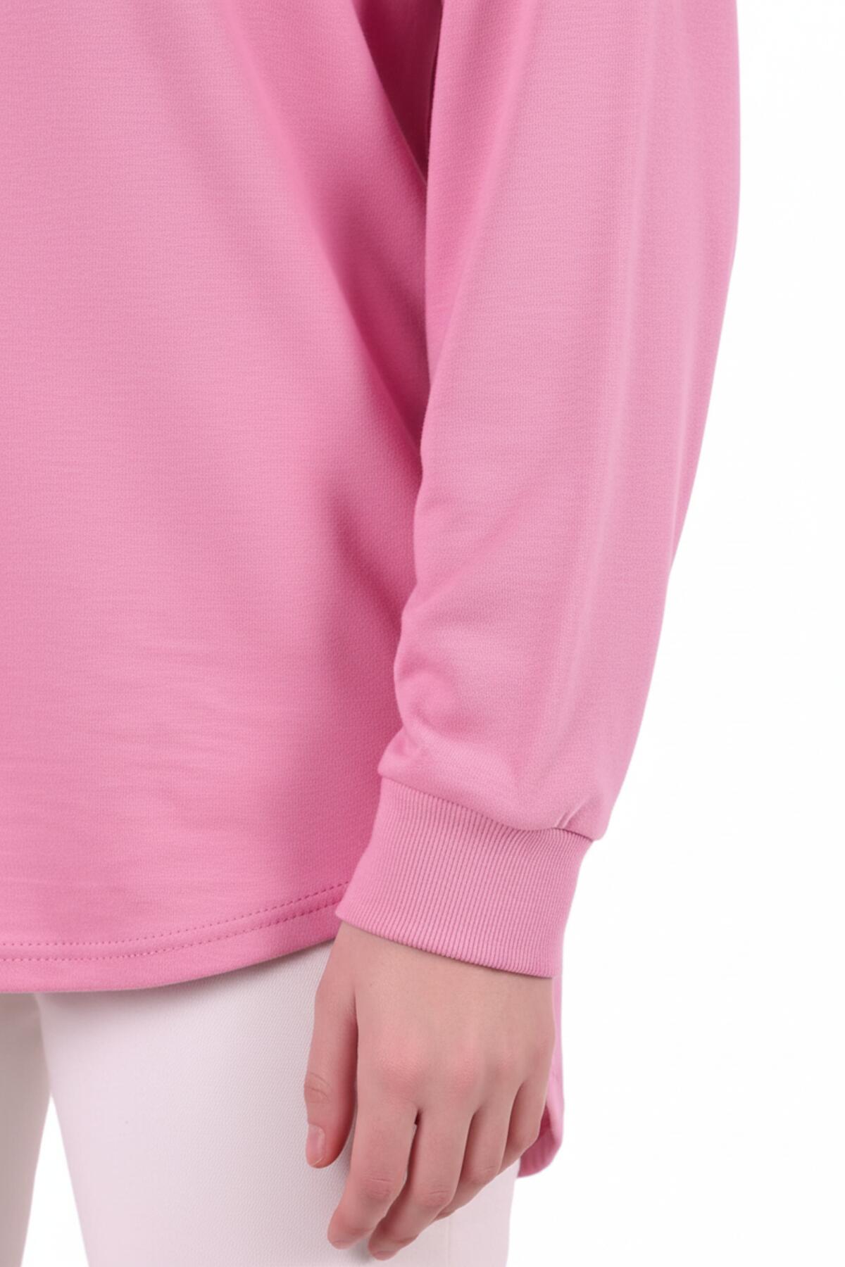 Kadın Eteği Oval 2Iplik Kalp Baskılı Sweat Pembe