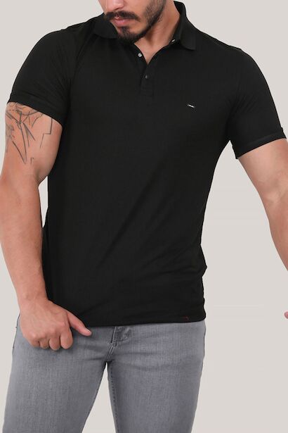Erkek Polo Yaka T-shirt Siyah