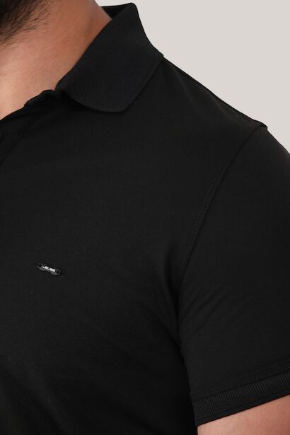 Erkek Polo Yaka T-shirt Siyah