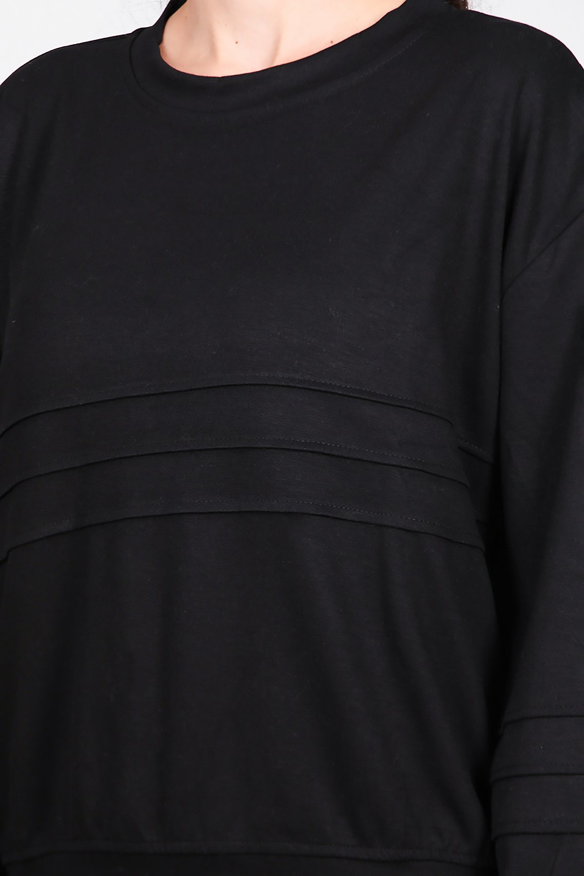 Kadın Önü Üç Dikişli Sweat Siyah