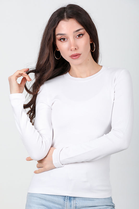 Kadın Bisiklet Yaka Bluz Ekru