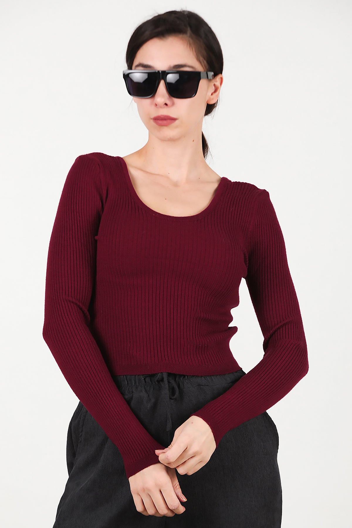 Kadın Triko Bluz Bordo