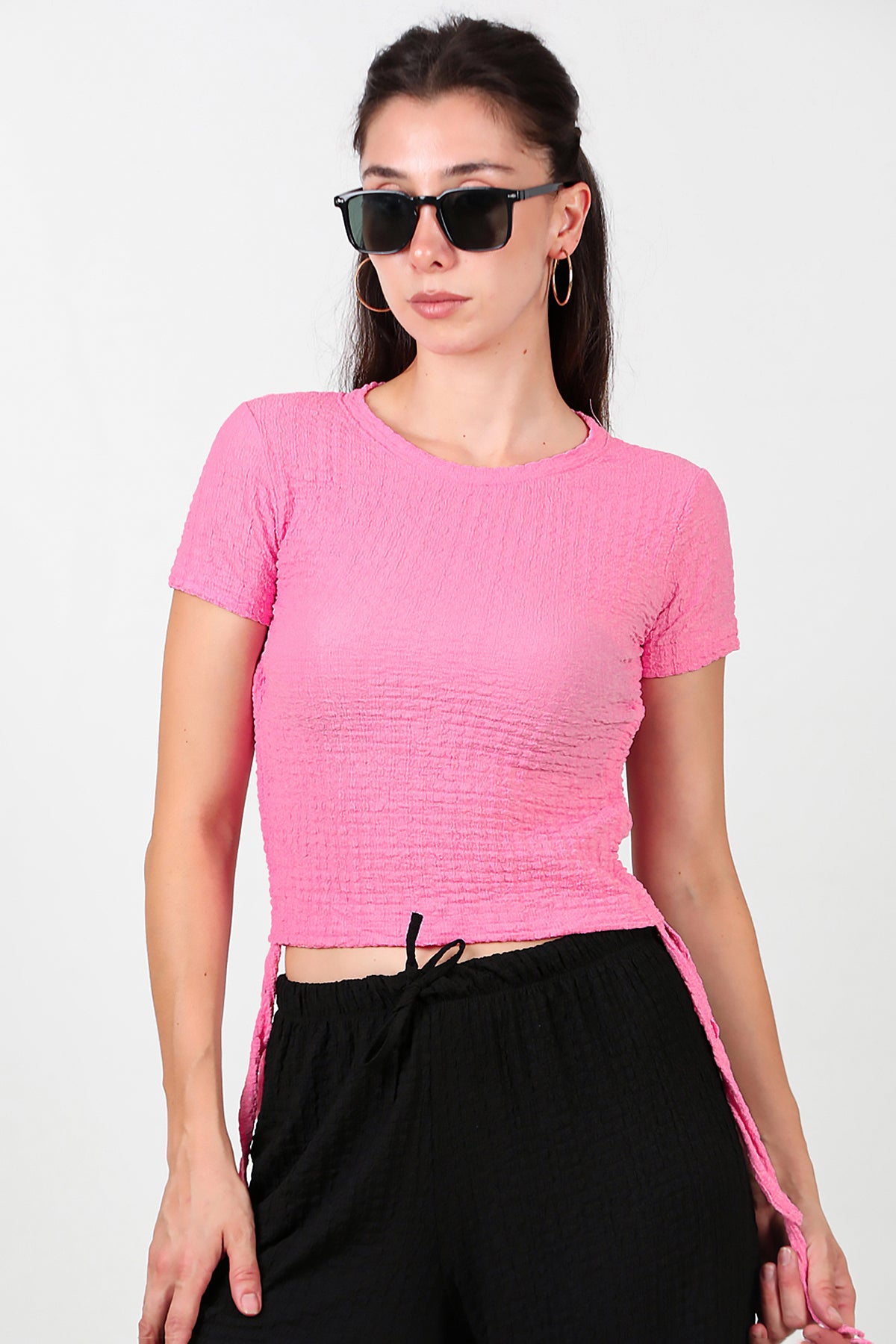 Kadın Bürümcük Bluz Pembe