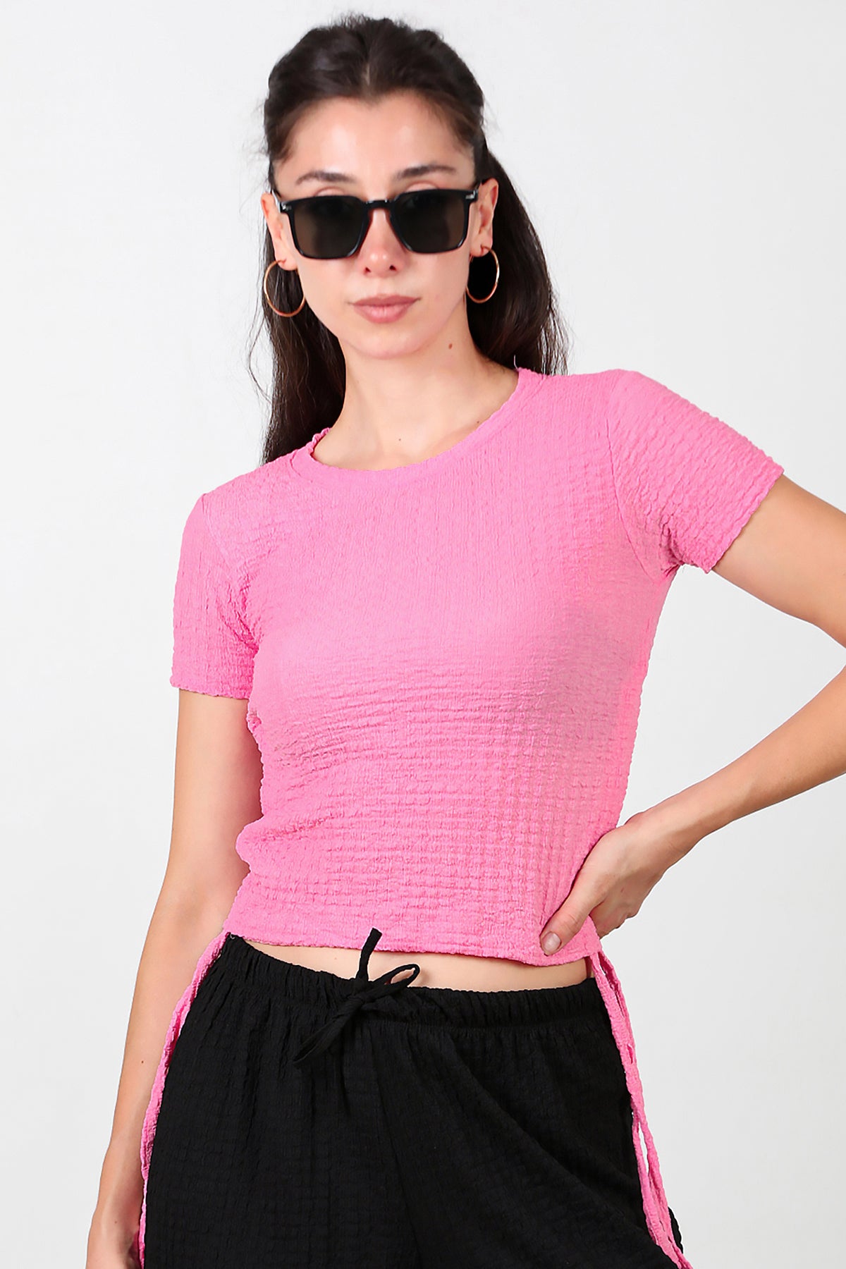 Kadın Bürümcük Bluz Pembe
