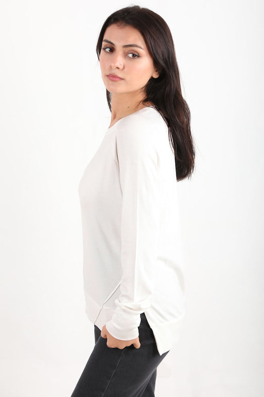 Berryknit Kadın Bisiklet Yaka Çilek Kumaş Bluz Ekru