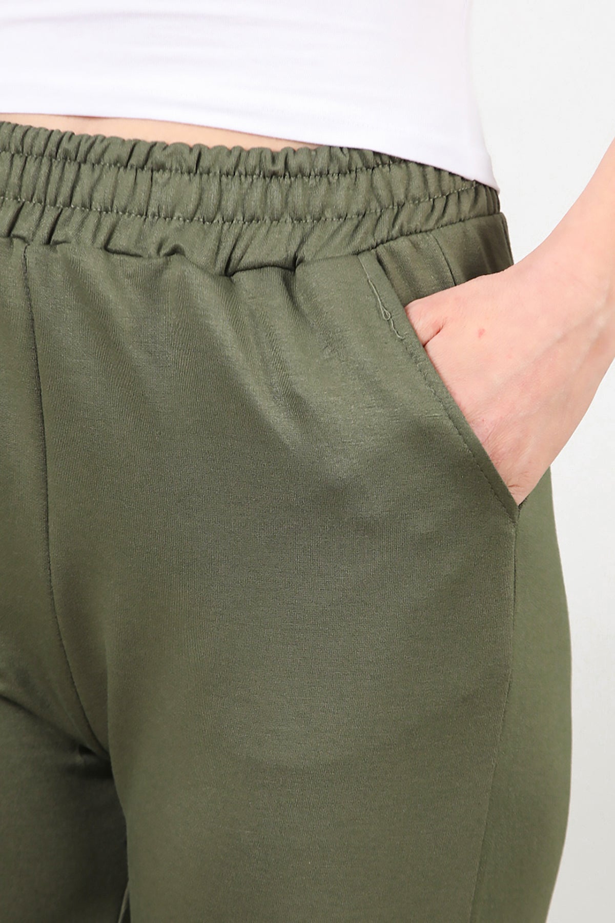 Kadın Bel Paça Lastikli Eşofman Haki