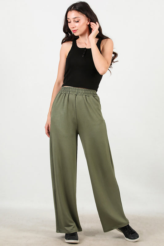 Kadın Bol Paça Cepli Eşofman Haki