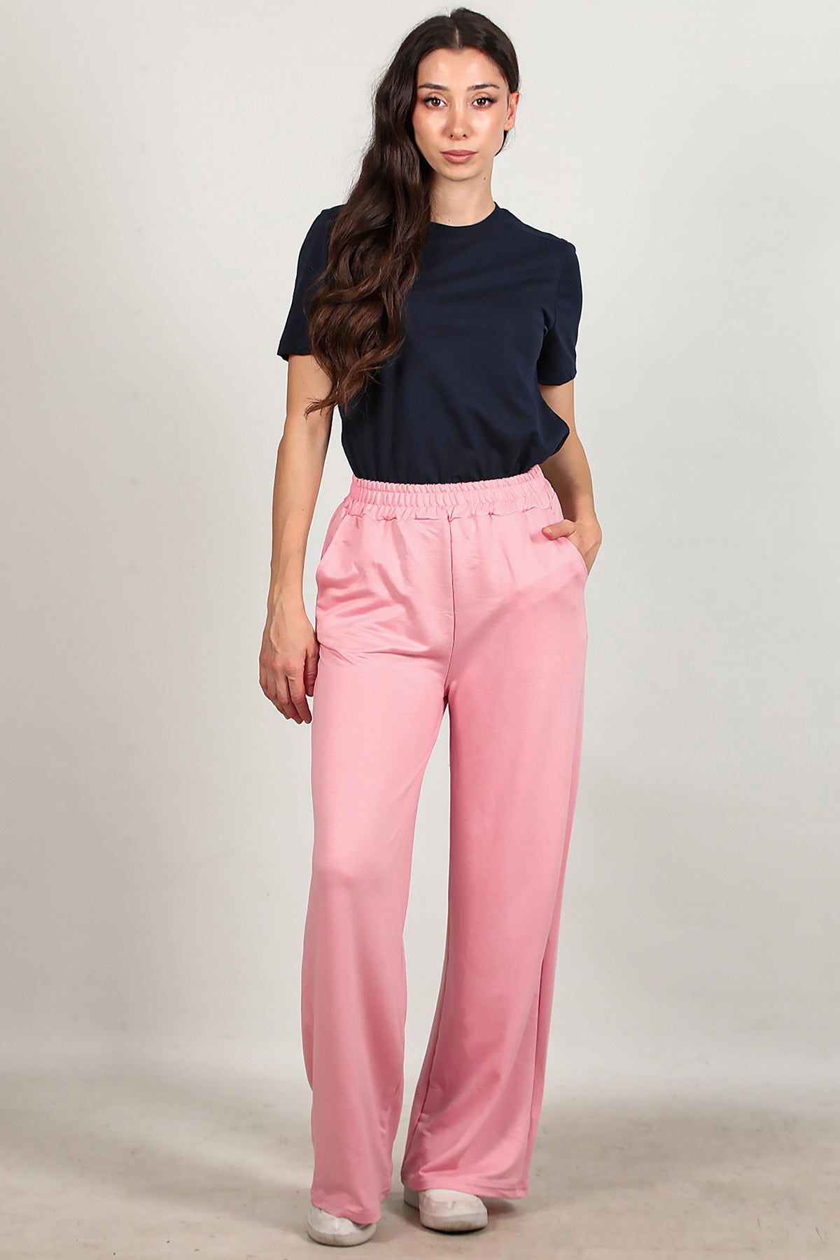 Kadın Bol Paça Cepli Eşofman Pudra