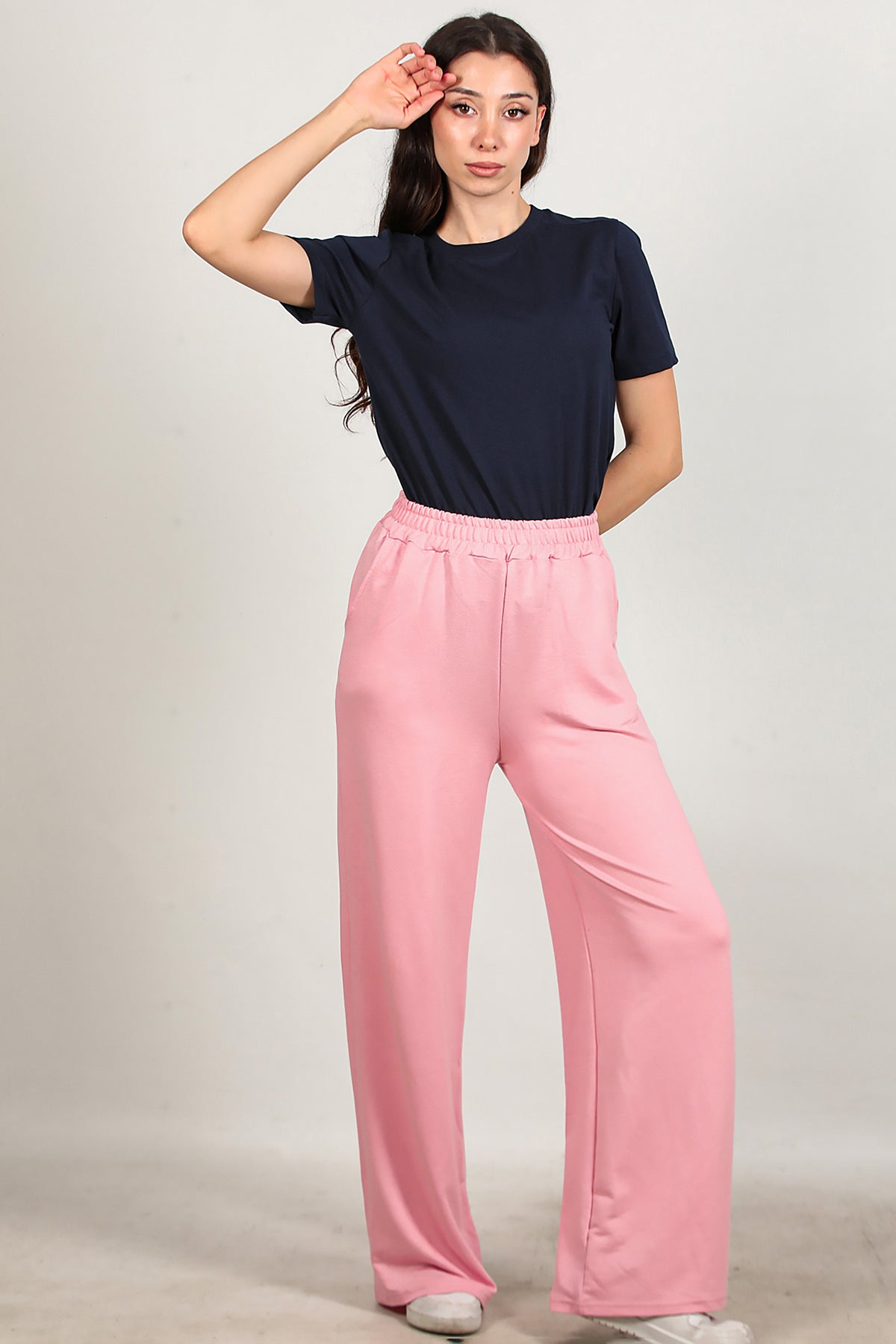 Kadın Bol Paça Cepli Eşofman Pudra