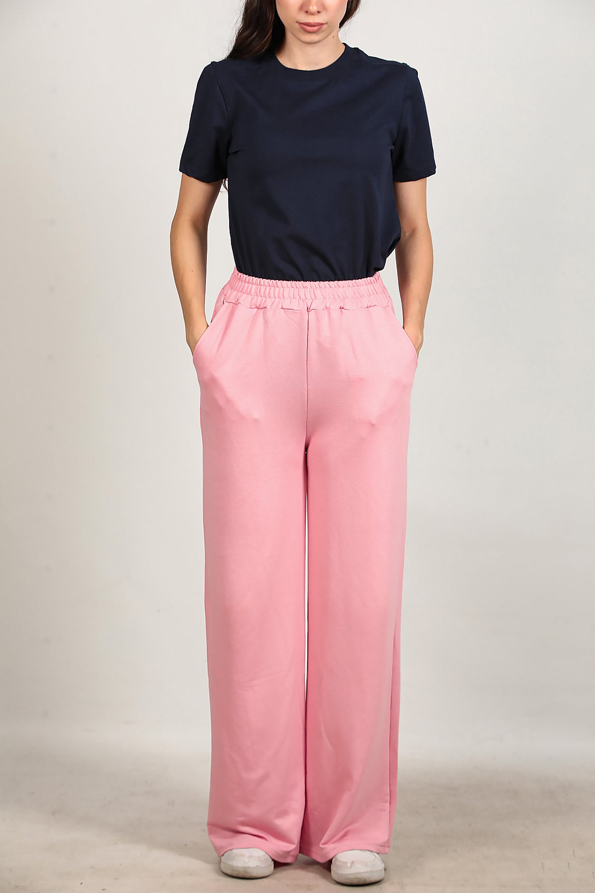 Kadın Bol Paça Cepli Eşofman Pudra