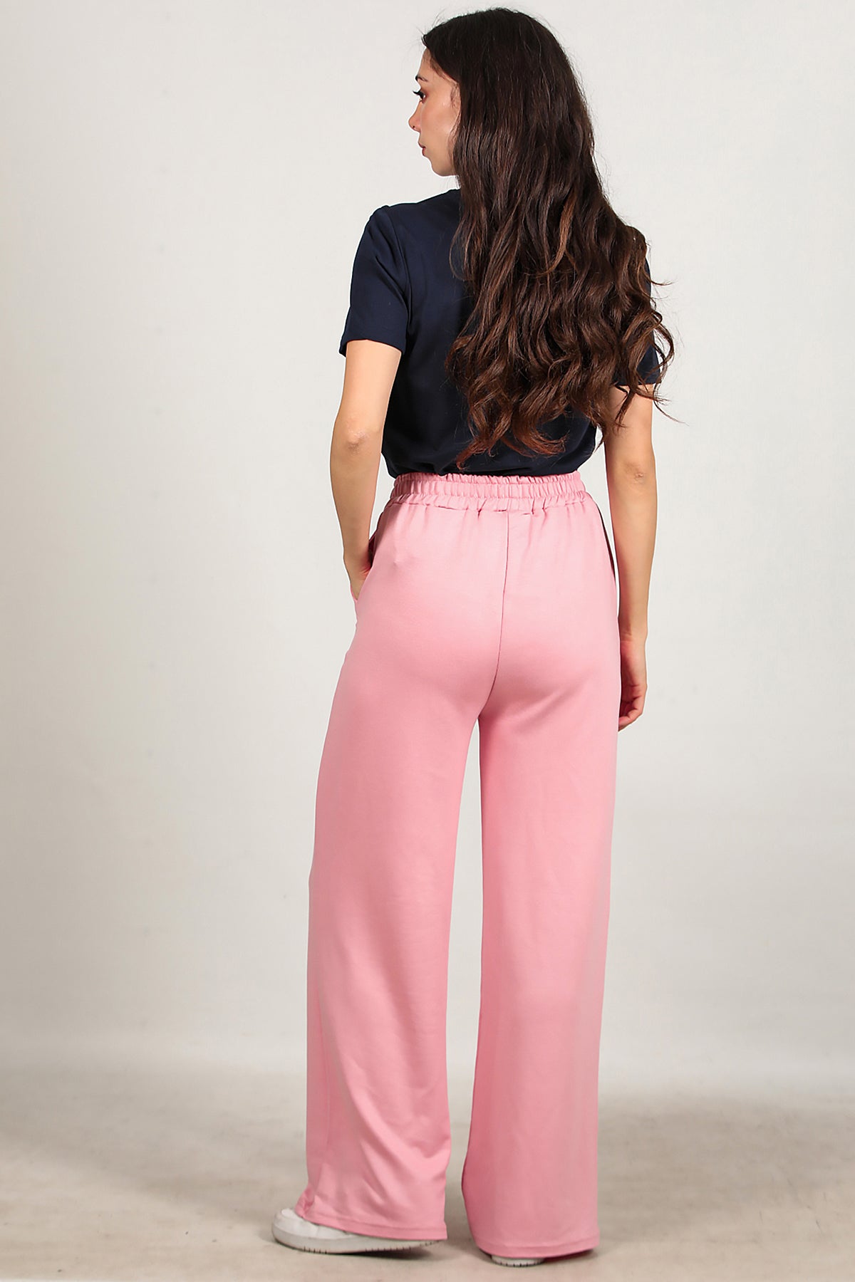 Kadın Bol Paça Cepli Eşofman Pudra