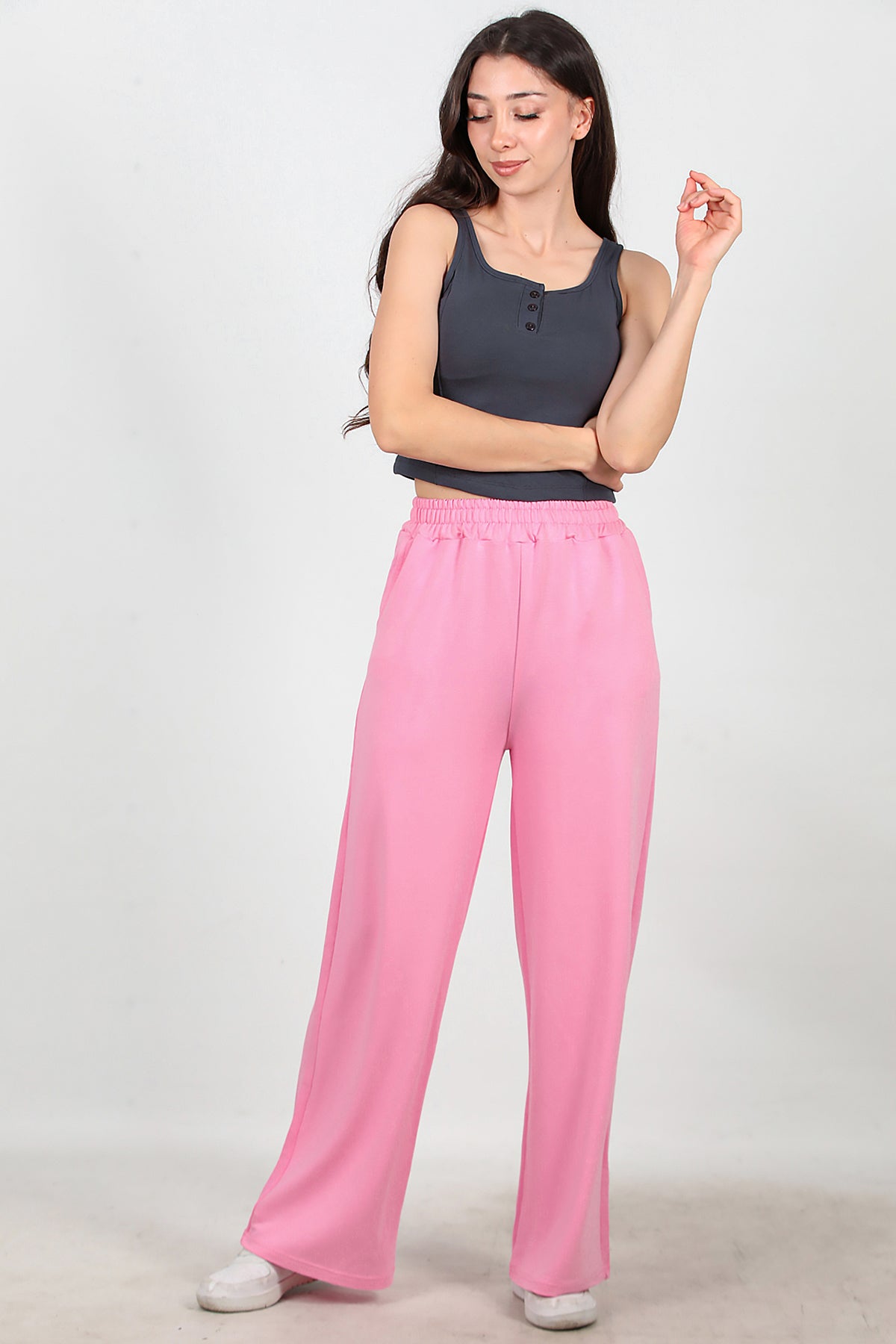 Kadın Bol Paça Cepli Eşofman Pembe