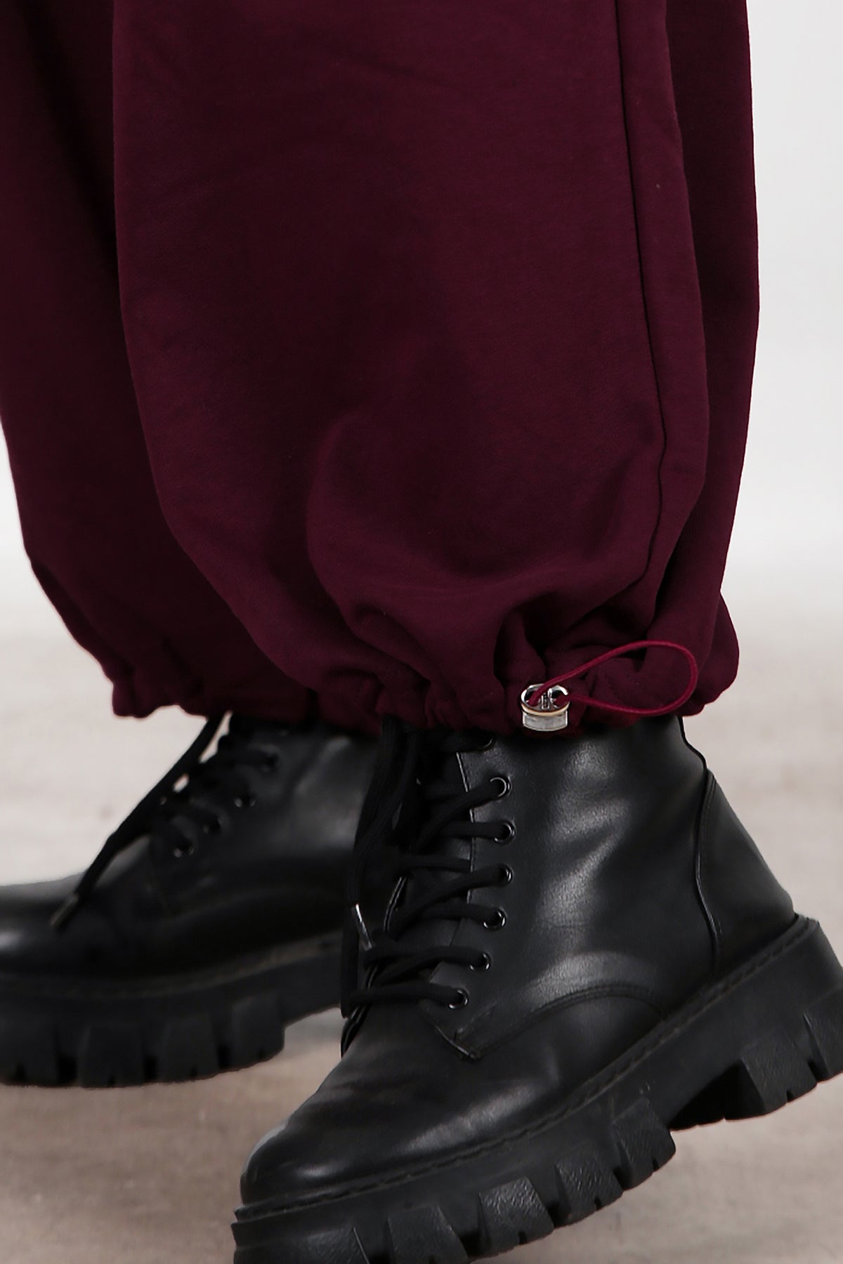 Kadın Cepli Paça Lastikli Eşofman Bordo